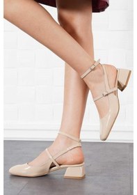 Resim Feles Tubi Jane Küt Burunlu Kadın Topuklu Ayakkabı Ten 