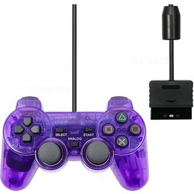 Resim Mor Kablolu Şok Uzaktan Kumanda Ps2 Kablolu Oyun Controle Joypad Sony Ps2 Kablolu Denetleyici Gamepad Aksesuarları 
