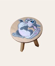 Resim Tavşanım Ahşap El Yapımı Çocuk Taburesi 