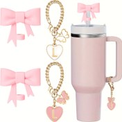 Resim 4 Parça Set: Stanley Tumbler'lar için Yeniden Kullanılabilir Pipet Kapakları & Harf Süsleri - 30&40oz Bardaklar için Mükemmel, Şükran Günü, Noel, Sevgililer Günü, Anneler Günü Hediyeleri için İdeal 