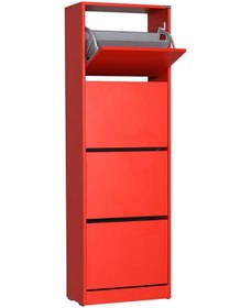 Resim Flat Duo 4 Katlı Ayakkabılık-Kırmızı 51x157x26 cm (GxYxD) Kırmızı 