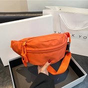 Resim Kadınlar için Şık Turuncu Naylon Bel Çantası - Yaz 2025 Trendy Spor Bel Çantası, Tül Detaylı, Çok Yönlü Göğüs Çantası, Rahat Giyim İçin Güvenli Seyahat Ekipmanı | Tül Detaylı Çanta | Fermuar Kapatma, Seyahat İçin Bel Çantaları 