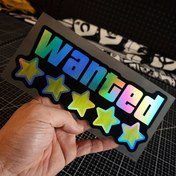 Resim 1 Adet Su Geçirmez Vinil Çıkartma Sınırlı Sayıda Beş Yıldız WANTED Lazer Kesim Pencere ve Tampon Sticker Seti 