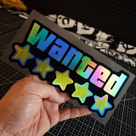 Resim 1 Adet Su Geçirmez Vinil Çıkartma Sınırlı Sayıda Beş Yıldız WANTED Lazer Kesim Pencere ve Tampon Sticker Seti 