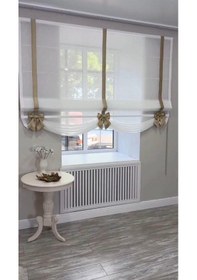 Resim Katlamalı Keten Tül Perde Biyeli Ve Fiyonk Detaylı Özel Tasarım Sarı 