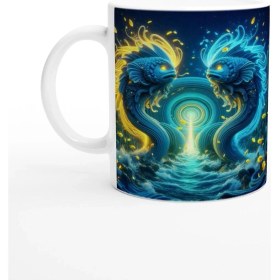 Resim Ikizler Burcu Baskılı Kahve Kupası - Astral Denizaltı Dünyası Vs3 