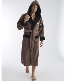 Resim Legend Nakış Triga Bukle Bambu Cotton Erkek Bornoz Kahve 