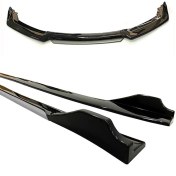 Resim Omg Oto Fiat Punto Classic 2003-2010 Gri Şeritli Ön Lip ve Yan Marşpiyel Seti Piona Black 