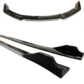 Resim Omg Oto Fiat Punto Classic 2003-2010 Gri Şeritli Ön Lip ve Yan Marşpiyel Seti Piona Black 