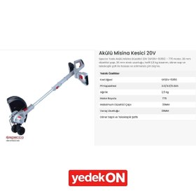 Resim Specco Akülü Kenar Kesme Tırpan 20v-2ah (7600rpm) Sp20v5056 