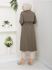 Resim Vibeys Collection Kadın Kuşaklı Ve Fermuar Detaylı Trençkot 