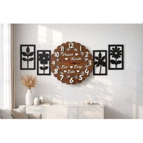 Resim Duvar Saati 40 Cm Aşk Temalı Şık Ve Çiçekli 4adet No 10013 Çok Renkli 