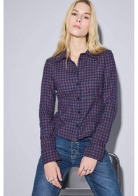 Resim Defacto Coool Fitted Dokulu Uzun Kollu Kareli Gömlek G3035ax25wnnv241 Lacivert 