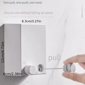 Resim Görünmez Geri Çekilebilir Kıyafet İpi - Matkap Gerektirmeyen Duvar Montajı, 420cm Uzunluk, 1.1mm Kalınlık, İç Mekan ve Balkon Kullanımı için Yer Tasarruflu Tasarım, Beyaz Plastik Tutucu ile Çekme Mekanizması, Giysi İpleri 