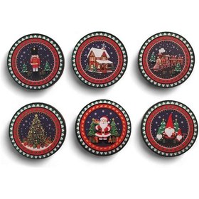 Resim Yılbaşı Bardak Altlığı 6 Adet 9x9 