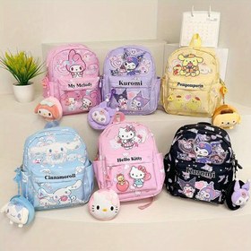 Resim 1 adet Karikatür çanta, yeni Sanrio çantası, ultra hafif, yüksek görünüm, zarif asma süsleme, Kuromi ebeveyn sırt çantası 