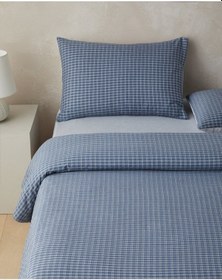Resim English Home Pincheck İpliği Boyalı Tek Kişilik Çarşaflı Nevresim Takımı 160x220 Cm Mavi Mavi 