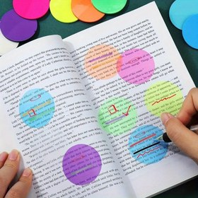 Resim 160 adet Şeffaf Yapışkan Not: Yuvarlak Su Geçirmez İndeks Etiketleri ile Ayraçlar - Estetik İşaretler - Ofis ve Okul Malzemeleri 