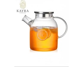 Resim Çelik Kapaklı Borosilikat Cam Demlik 1500ML -CM-2003 