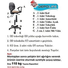 Resim Depolife Çocuk odası sandalyesi ders çalışma ofis koltuğu öğrenci sandalye beyaz tekerli yükseklik ayarlı 