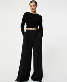 Resim Crop Uzun Kollu Body Bisiklet Yaka Viskon 