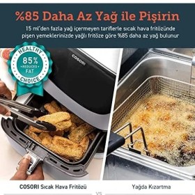 Resim Esmo Home Cosorı Airfryer 100 Tarif Yemek Kitabı, 1700-WATT Max Xxl 5,5 L Dijital Dokunmatik Hava Fritözleri 11 Ön Ayarlı Fırın, Yağsız Sıcak Ocak, Yapışmaz Sepet, Beyaz 