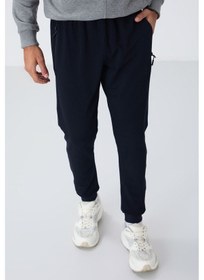 Resim Tommy Life Lacivert Fermuar Cepli Standart Kalıp Jogger Erkek Eşofman Alt - 84651 Lacivert 