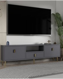 Resim 1323dropct-32 Tv Sehpası Antrasit-altın Antrasit-altın 