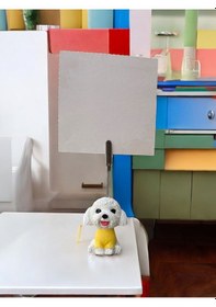 Resim Sarı Kıyafetli Kawaii Sevimli Köpek Fotoğraf Not Tutucu Sarı 