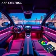 Resim 9-in-1 RGB Araba İç LED Ortam Işığı Kiti, APP Program Kontrolü, 16 Milyon Renk, Çoklu Modlar, 4 Kapı Işığı, 1 Gösterge Panel Işığı, 4 Ayak Işığı, Müzik Mikrofonu ile Senkronizasyon, USB Güçlü, Pil Gerektirmez, Motor Araçları için 