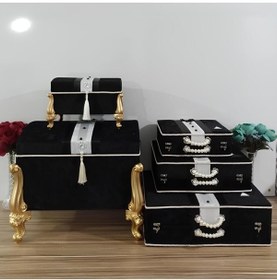 Resim Hasret Çeyiz Söz Nişan Bohça Gelin Düğün Damat Çeyiz Sandığı 5li Set 0568s 