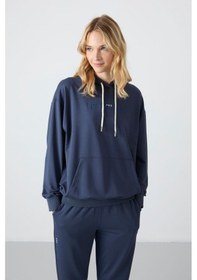 Resim Tommy Life Petrol Kapüşonlu Kanguru Cep Oversize Lastik Paça Kadın Eşofman Takımı - 95288 Petrol 