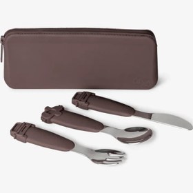 Resim Citron Çantalı Silikon Saplı Paslanmaz Çelik Çatal Bıçak ve Kaşık Takımı - Plum 1286401 