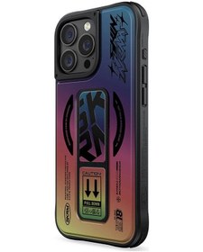 Resim İphone Uyumlu 16 Pro Max Kılıf Magsafe Holografik Tasarımlı Standlı Deri Görünüm Skinarma Kira Kobai Renkli 