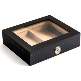 Resim Falconetti Siyah Camlı Kısa Humidor Puro Kutusu rc06sy 