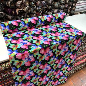 Resim PREMIUM VİSKON - SİYAH ZEMİNE RENKLİ ÇİÇEK 