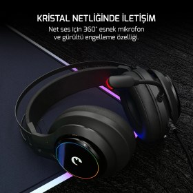 Resim Gamepower Kugon Siyah 7.1 Surround Rainbow Gaming Kulaklık 