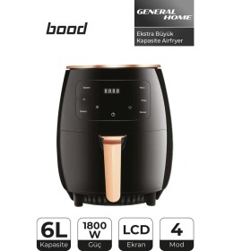 Resim Allians 6l Airfryer 1800W LCD Ekranlı, 4 Modlu, Geniş Kapasiteli Fritöz 