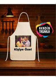 Resim Kişiye Özel Fotoğraflı , Logo, Yazılı Mutfak Önlüğü Krem 