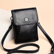 Resim Mini Retro Stil Çapraz Vücut Çantası, Yağ Balmumu Deri Cep Telefonu Çantası, Kadın Omuz Kapaklı Cüzdan 