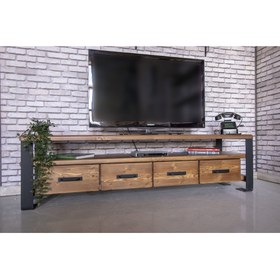 Resim Masif Ahşap Çekmeceli Tv Ünitesi 45x180 cm 