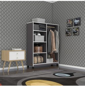 Resim Kenzlife giysi dolabı taci 120*090*30 gri gardırop tekerlekli 