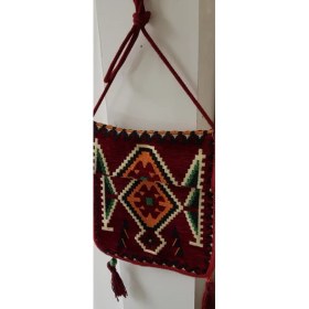 Resim Coton Dokuma Askılı Heybe Çanta Bordo 