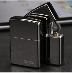 Resim Zippo Çakmak Logolu Ebony Parlak Siyah 24756zl 