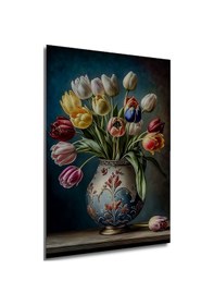 Resim Büyülü Vazo Lale Yağlıboya Görünümlü Dekoratif Ahşap Ev,Antre,Salon,Ofis,Mutfak,Yatak Odası Tablo 47505694 - 60 X 90 