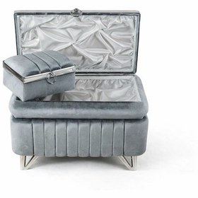 Resim Elasu Çeyiz Sandığı Amortisörlü 2li Gri Cetvel Model 