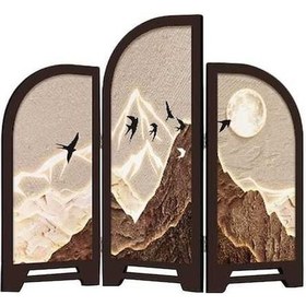 Resim Opulentliving Mini Katlanır Paravan Estetik Bölme Dolap Girişi Ev 30cmx24cm Ahşap Seramik 30cmx24cm 