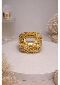 Resim Kare Dokulu Gold Saç Tokası Mini Metal Mandal Toka 3 Cm Altın 