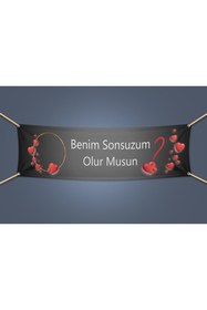 Resim Gümüş Elektrik Benimle Evlenir Misin Branda Afiş 75x200 Cm Evlilik Afiş Pankart 