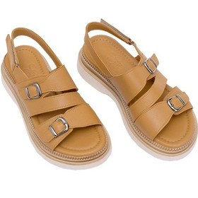 Resim Elit Vesta Kadın Hakiki Deri Düz Sandalet Taba Taba 